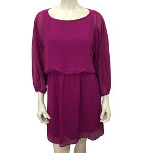 EXPRESS 3/4 SLEEVES BACK KEYHOLE CHIFFON A LINE DRESS MD